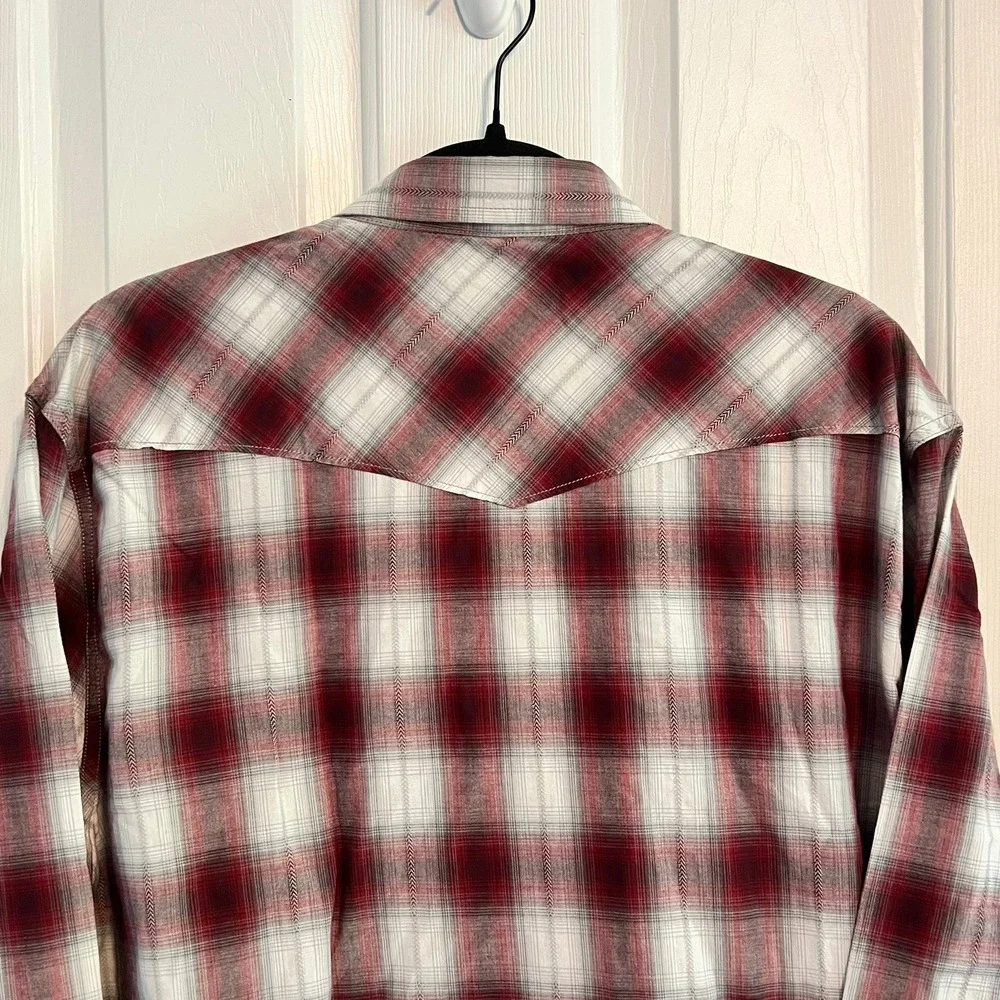 EUC Lucky Brand Mens Red Plaid Western Pearl Snap Shirt XL 7MD41077 Long Sleeve